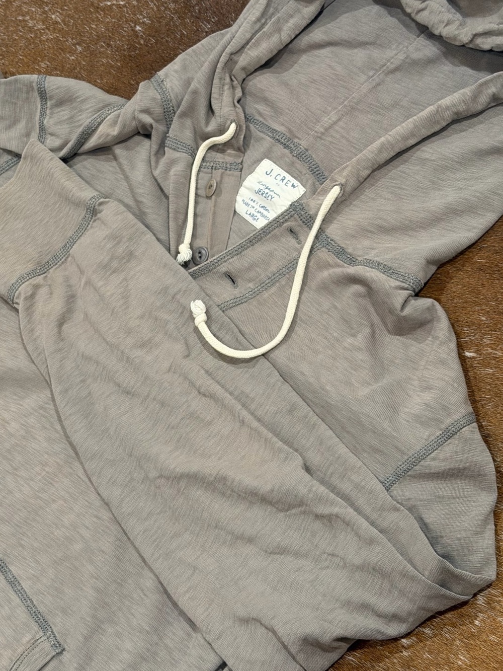J.Crew Slub Cotton Jersey Hoodie Men’s Large Gray